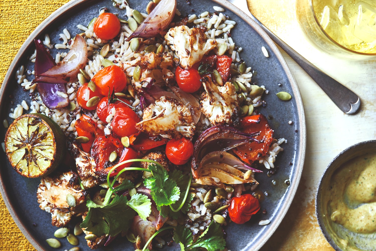 Jerk-roasted veg and grain salad