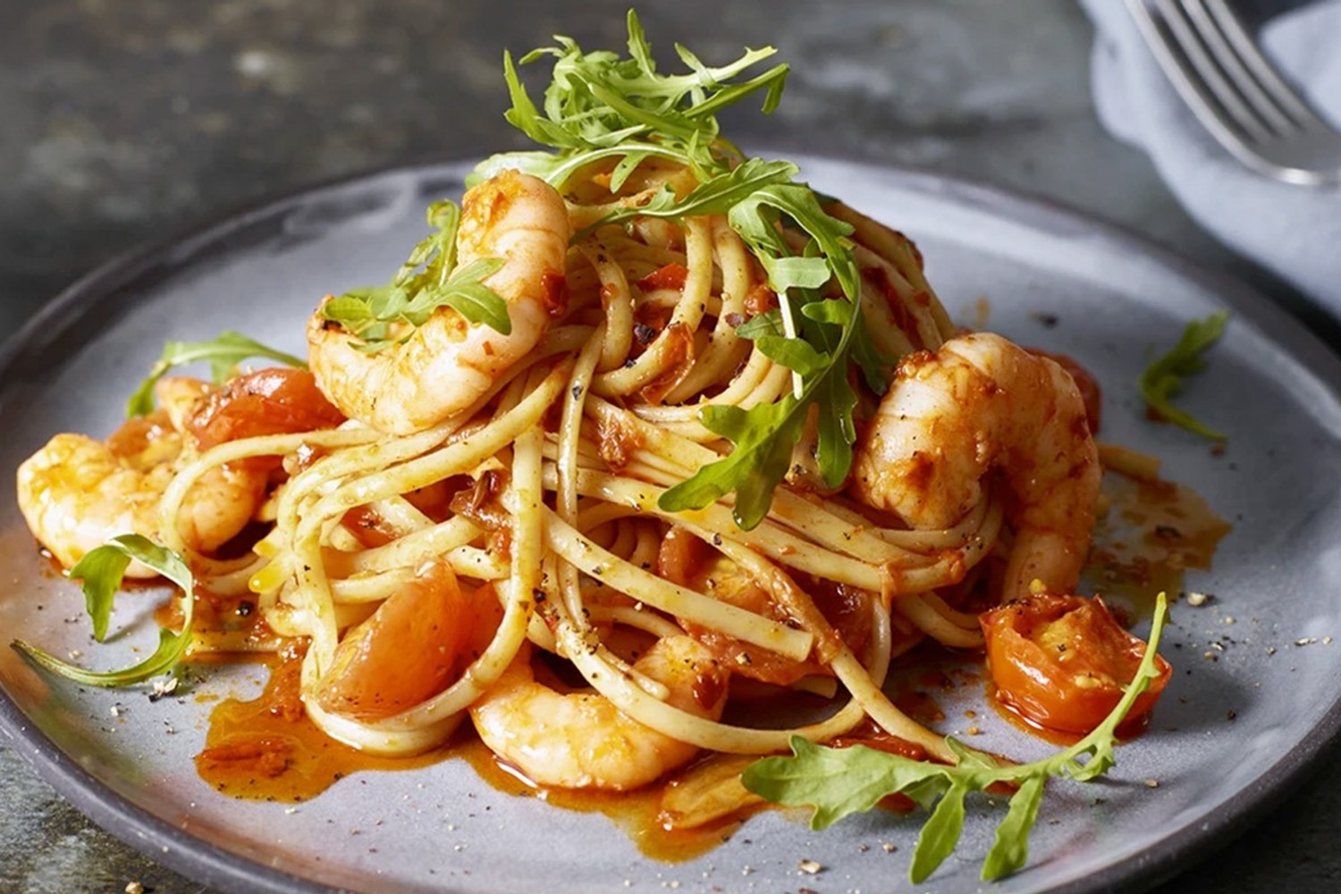 Harissa prawn linguine recipe