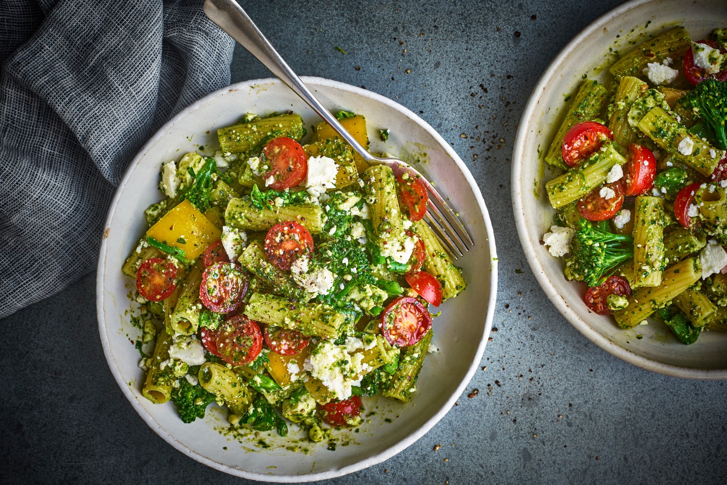 Quick and easy vegetable pesto pasta