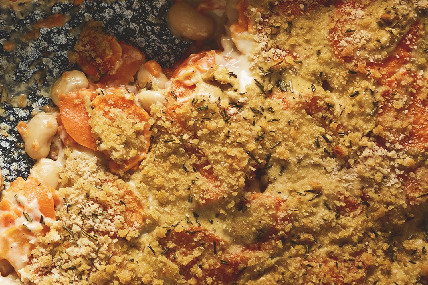 Sweet potato and butter bean gratin with vegan bechamel