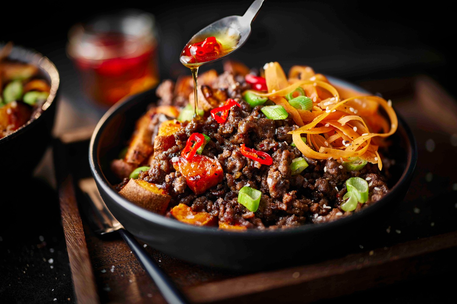 Hot honey beef mince bowl recipe