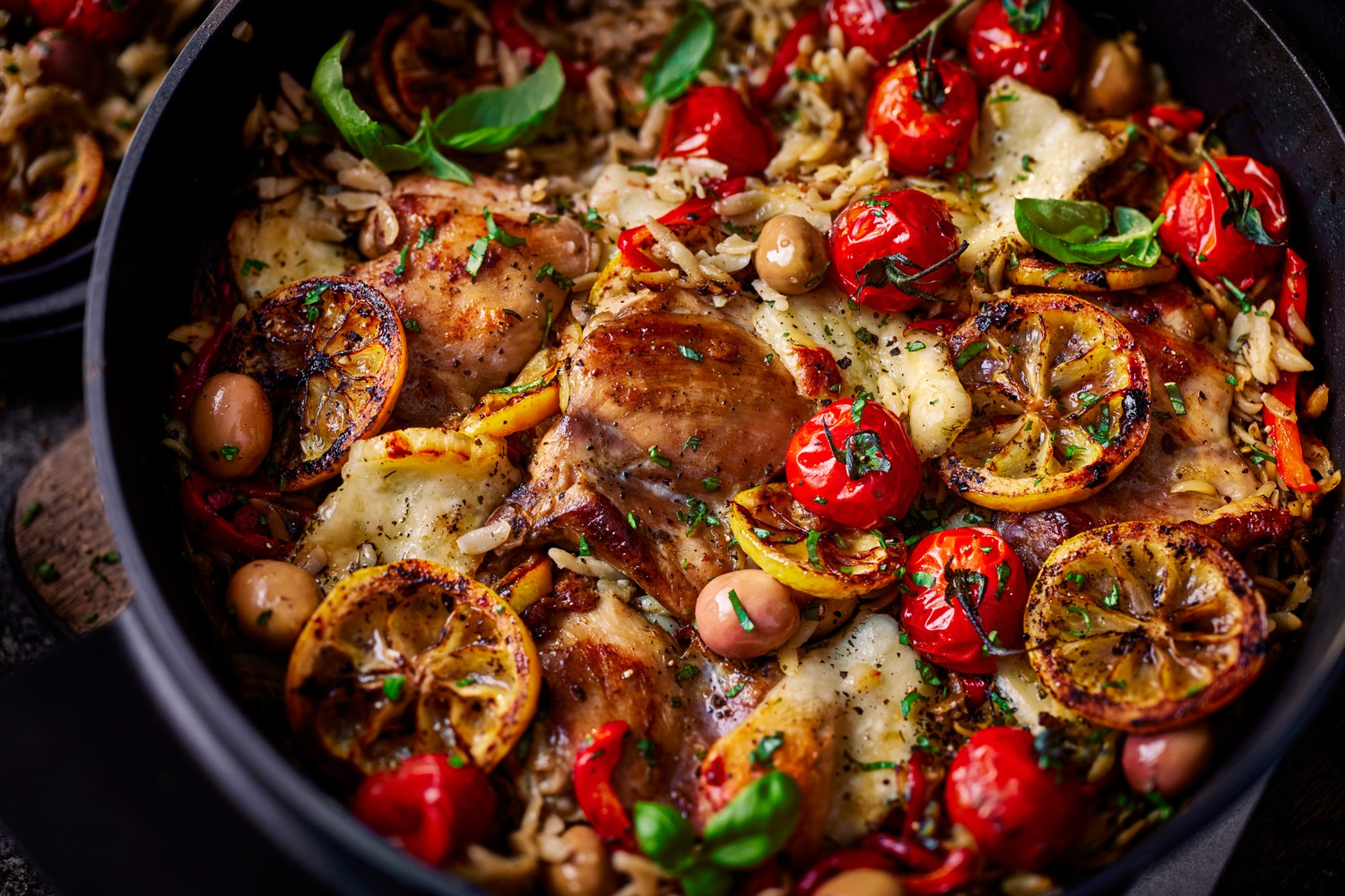 Chicken orzo traybake recipe