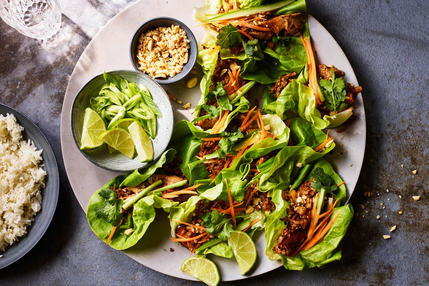 Asian-style pork lettuce wraps