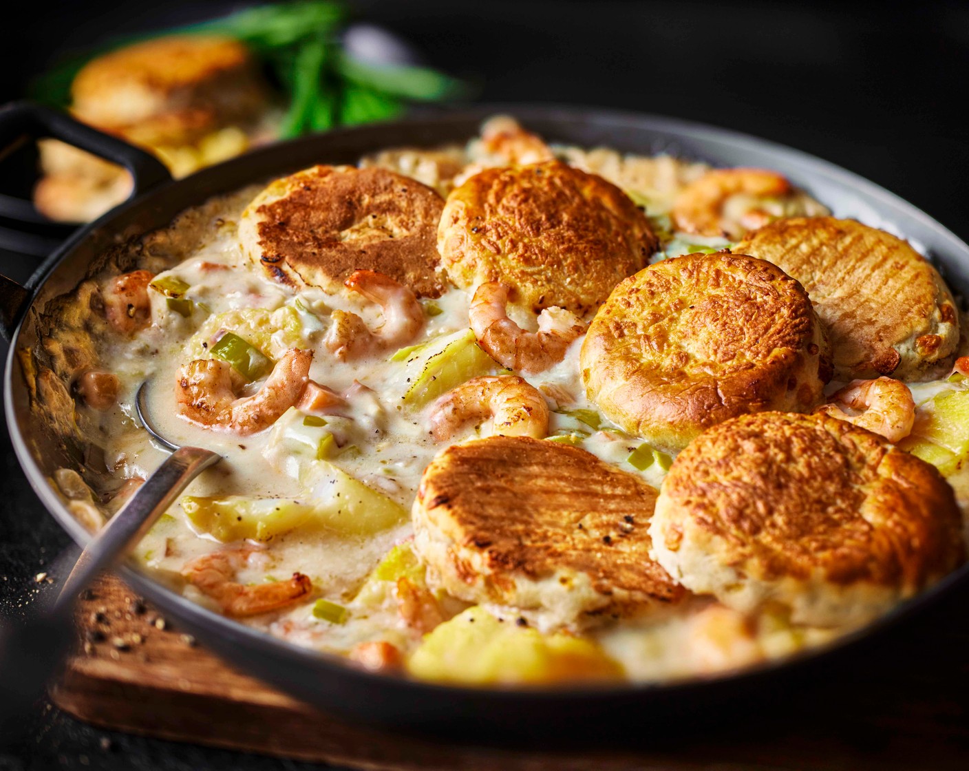 step 6 Bake for 15-20 minutes, until the scones are golden brown, the sauce is bubbling, and the fish is cooked through. Serve with steamed green beans or broccoli.