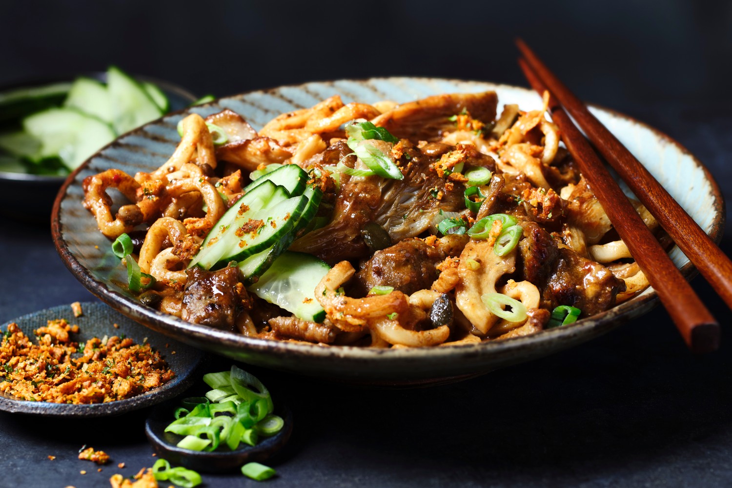 Super seedy peanut butter mushroom noodles