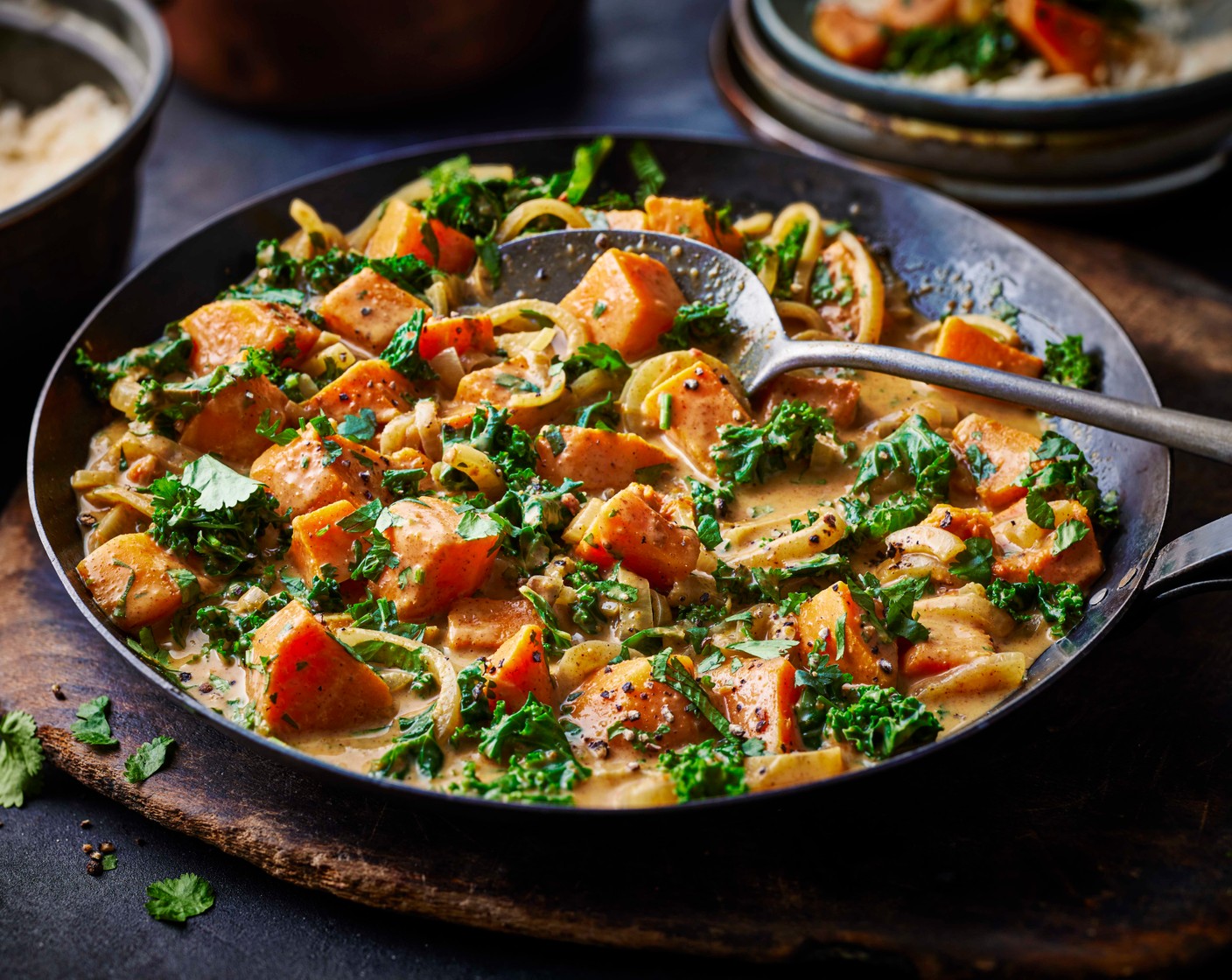 Pumpkin and kale rendang curry