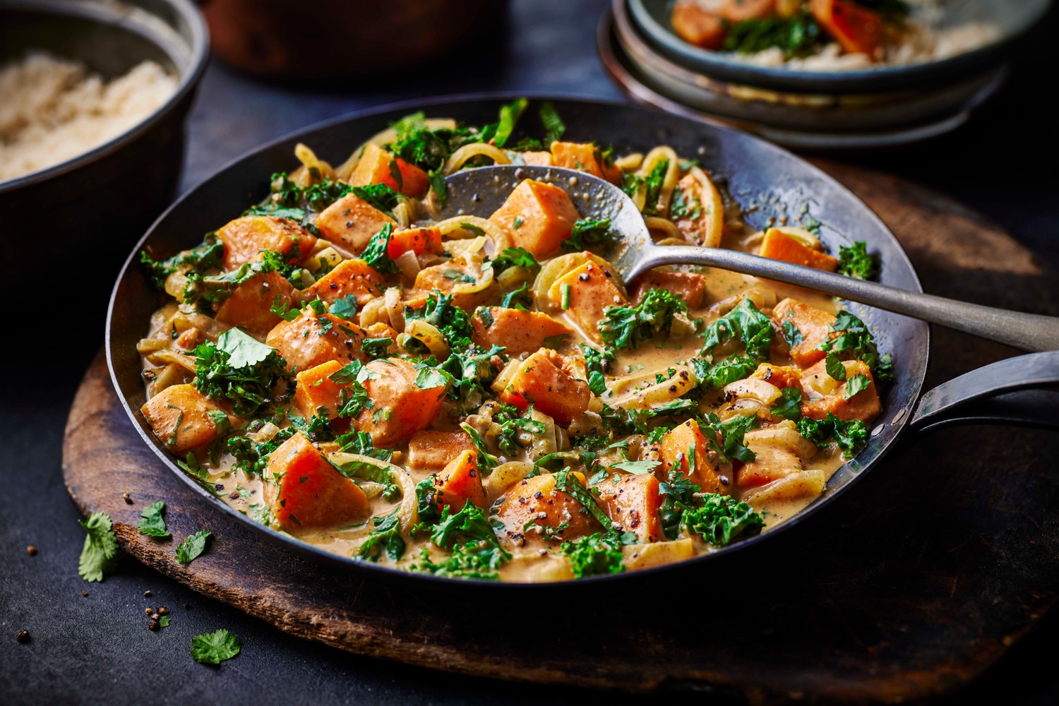 Pumpkin and kale rendang curry