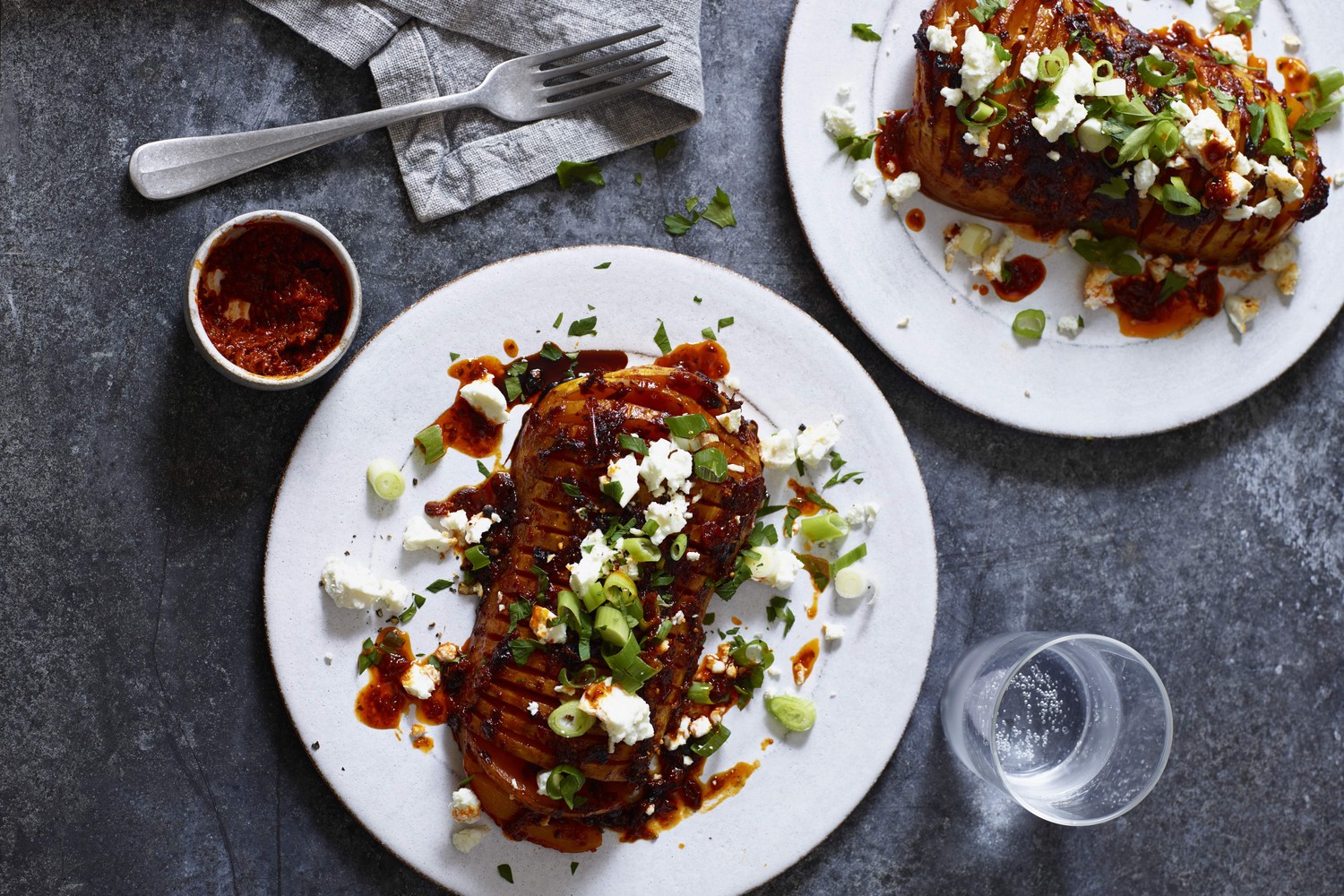 Sweet and sticky harissa-roasted squash