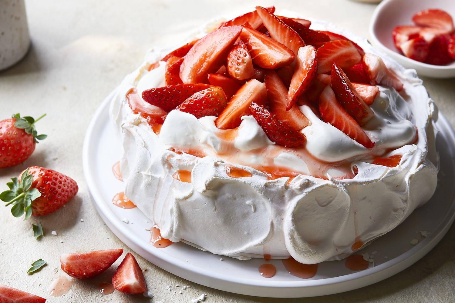 Strawberry and elderflower pavlova