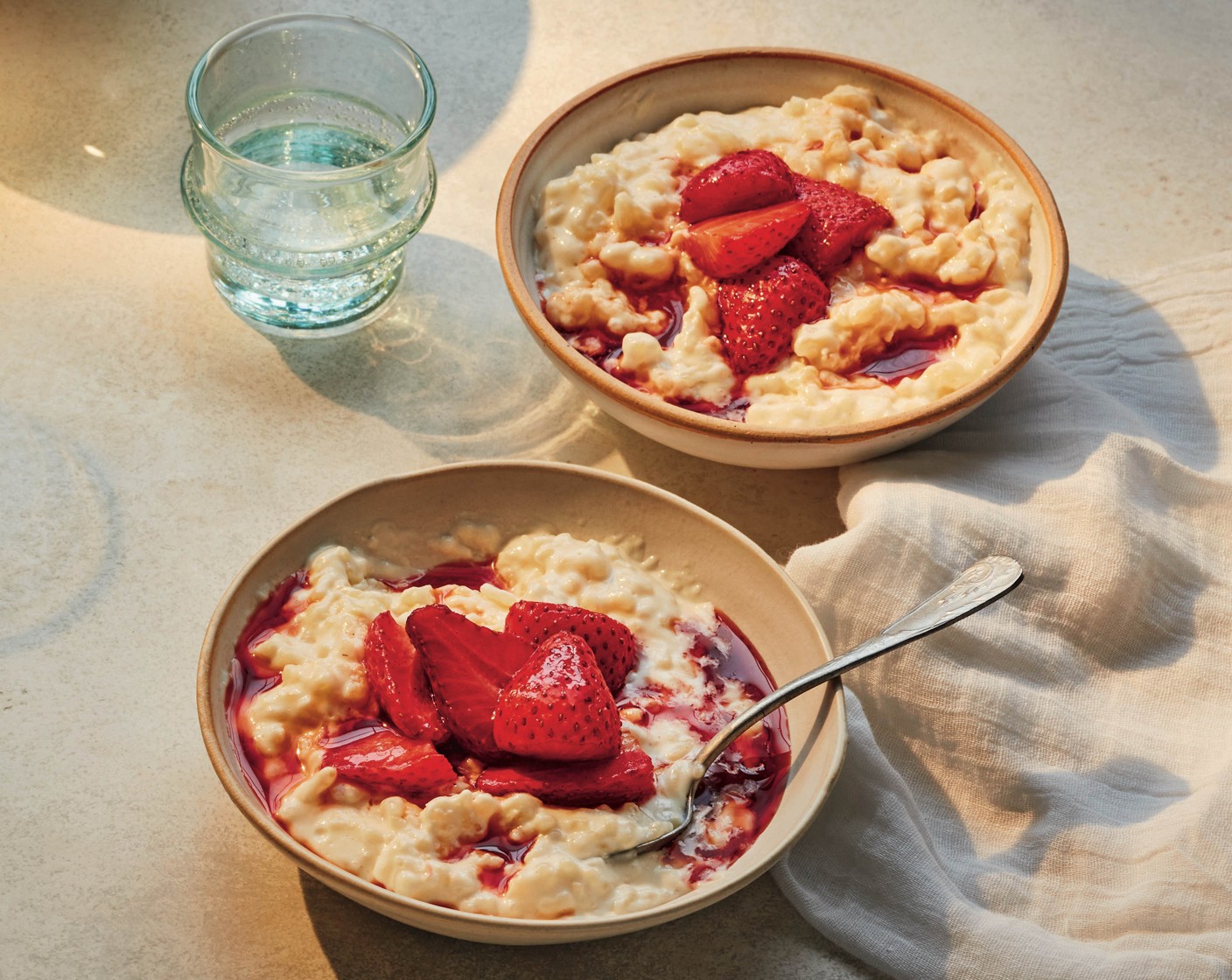 step 3 Serve the rice pudding warm or cold with the strawberries and some of their syrupy juices.