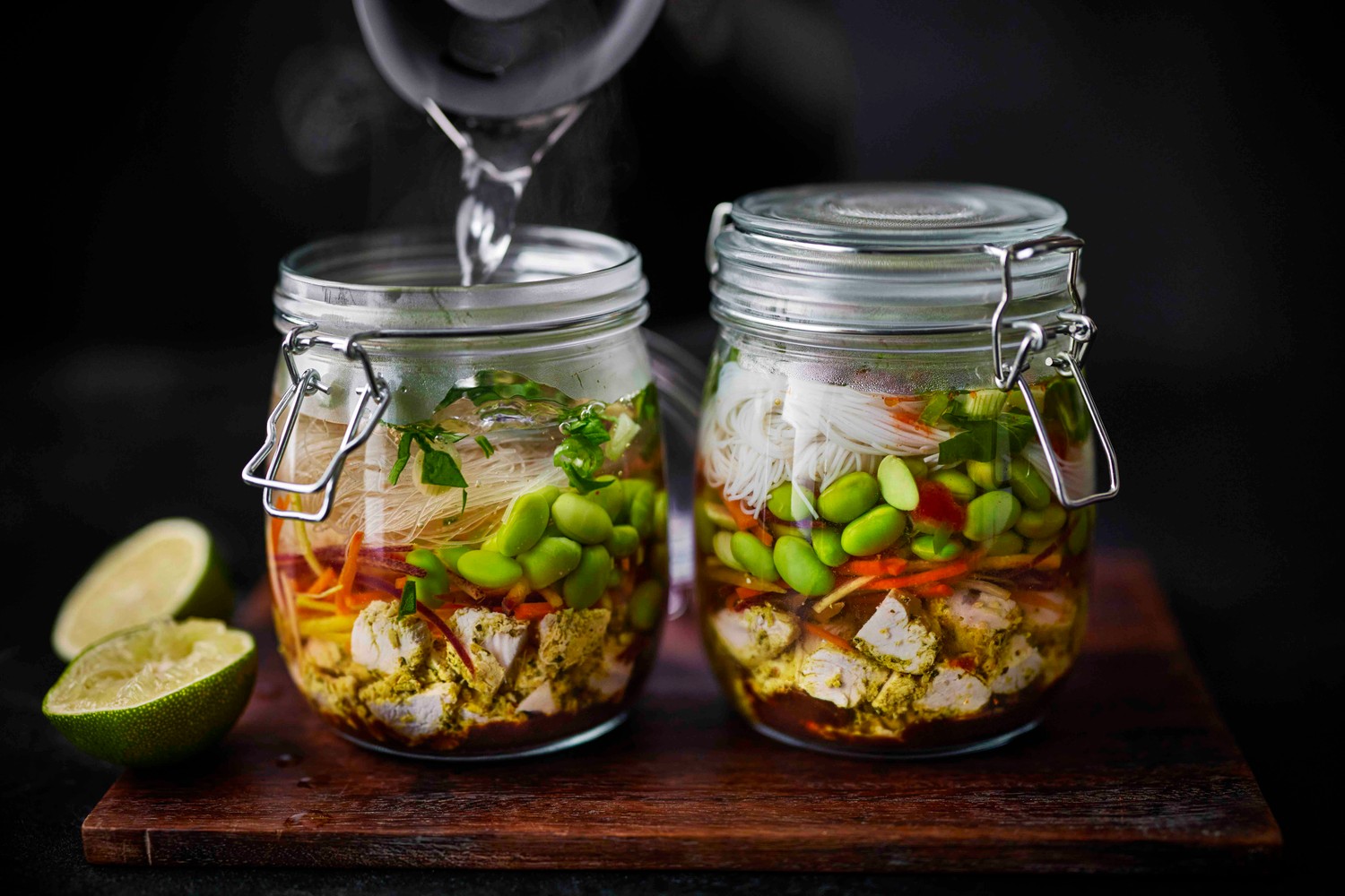 Speedy Thai chicken noodle jars recipe