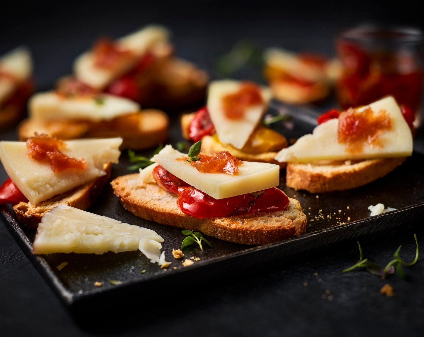 step 3 Place the cheese slices on top of the peppers and serve.