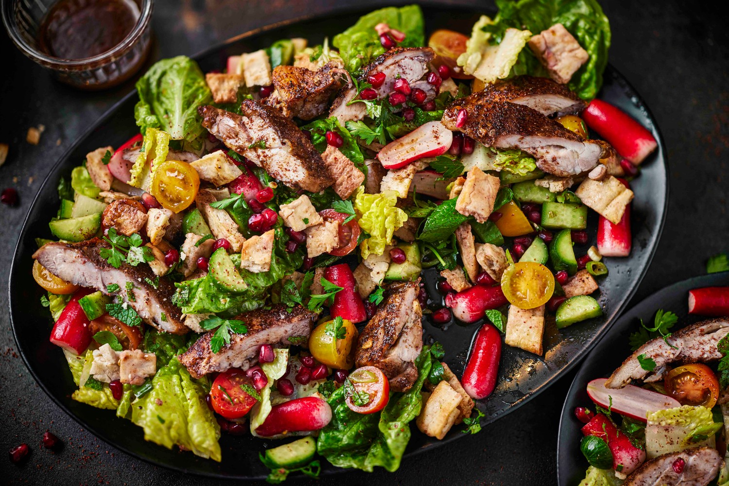 Air fryer chicken fattoush salad recipe