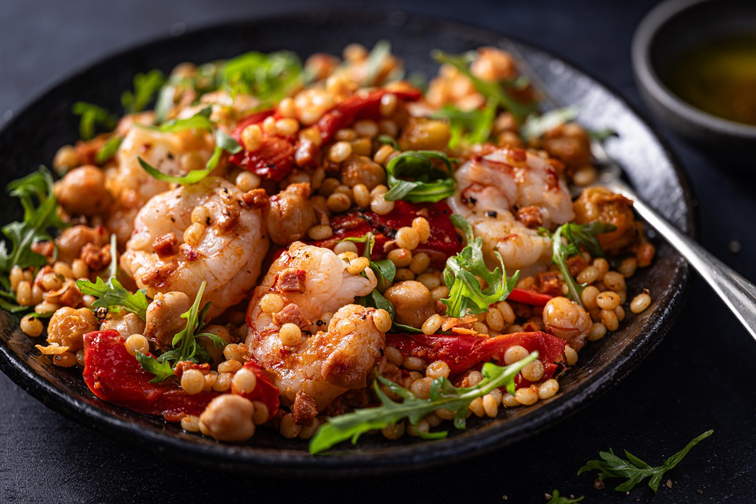 Easy prawn, chorizo and chickpea couscous