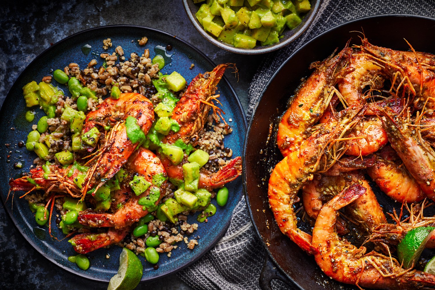 Curried coconut prawns with green pepper sauce