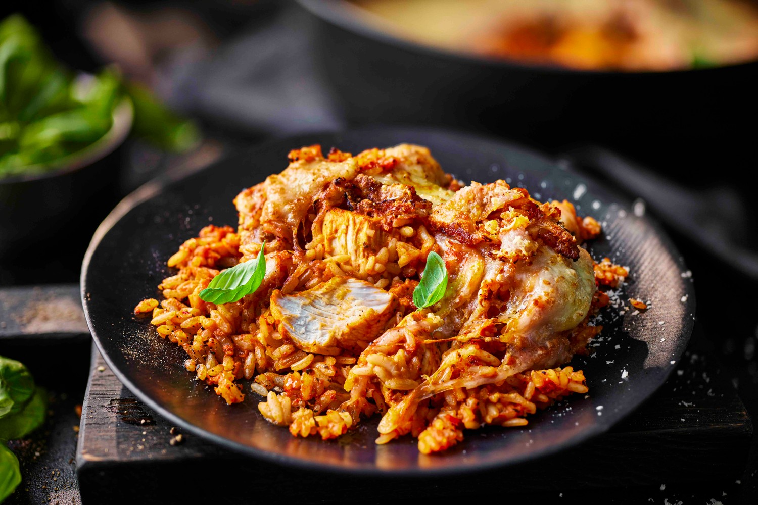 Dump-and-bake chicken and mozzarella rice