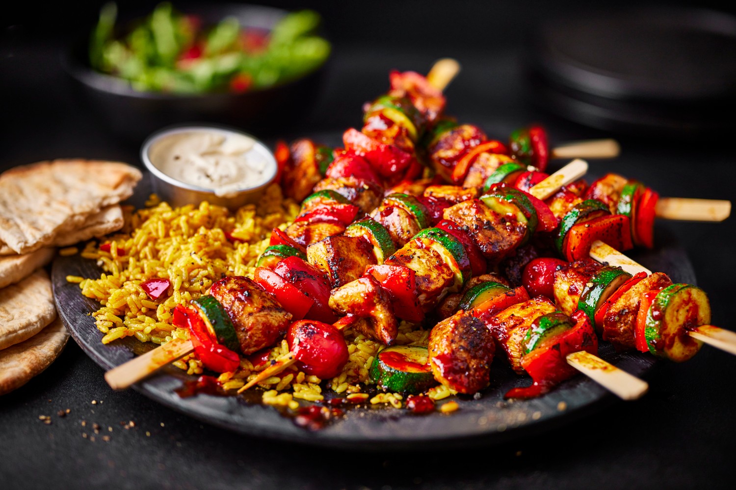 Hot honey chicken and halloumi kebabs recipe