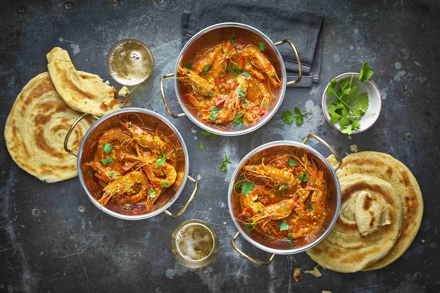 Punjabi prawns and paratha