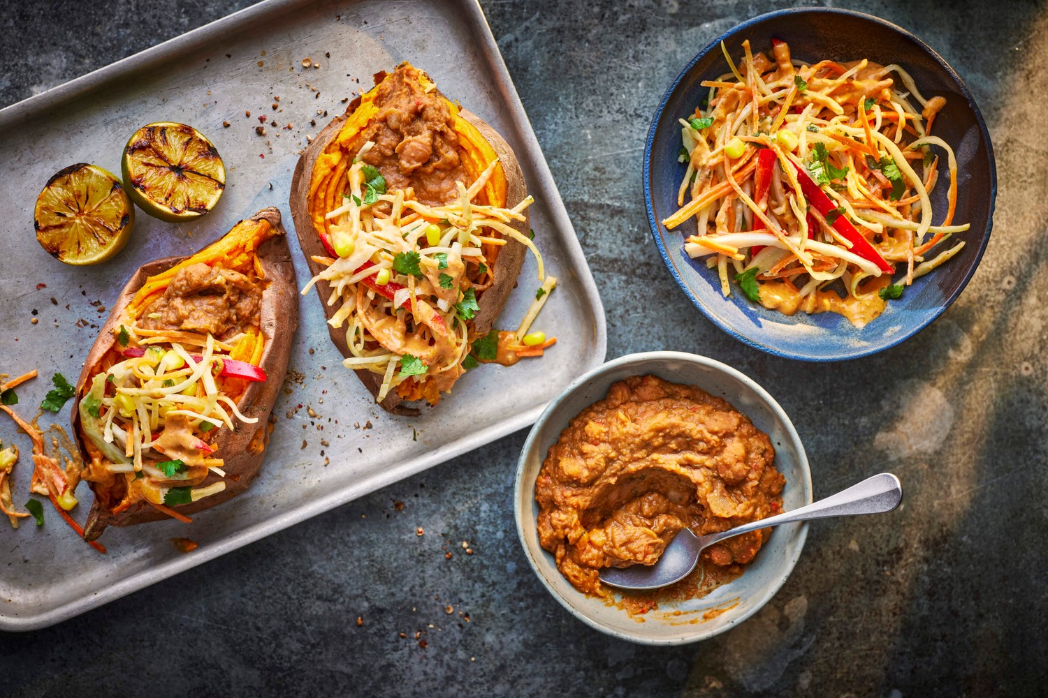 Mexican-style sweet potato jackets
