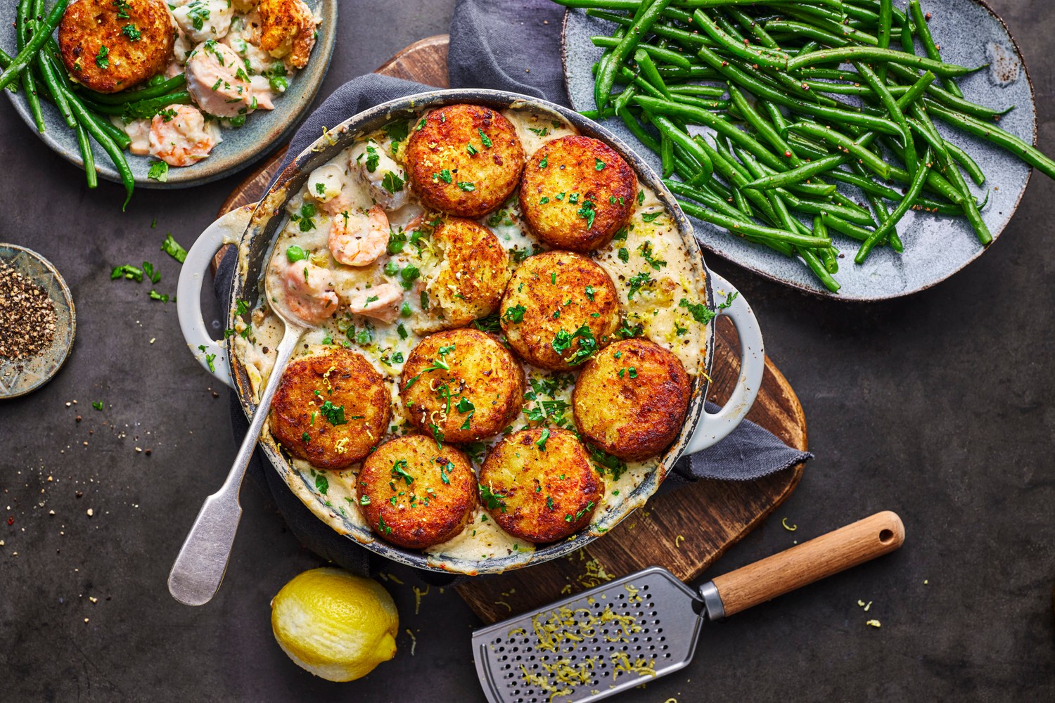 Potato rosti fish pie