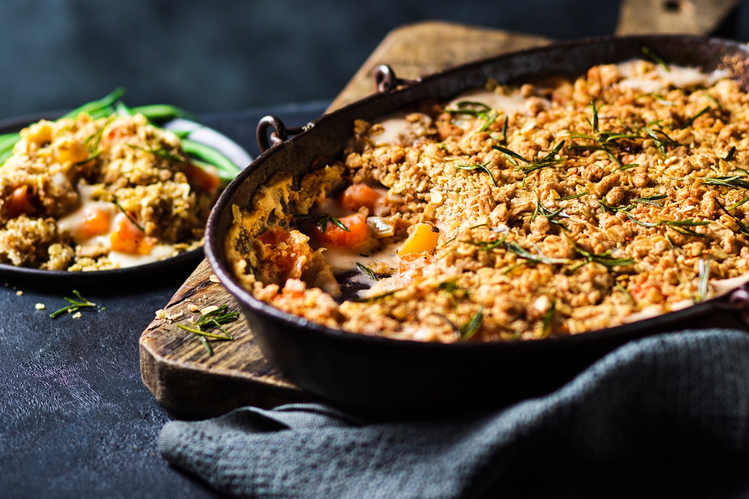 Herby root vegetable crumble