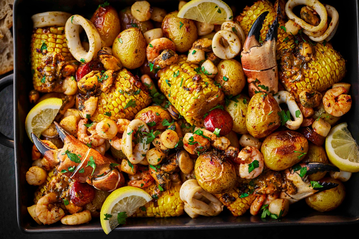 Cajun seafood traybake