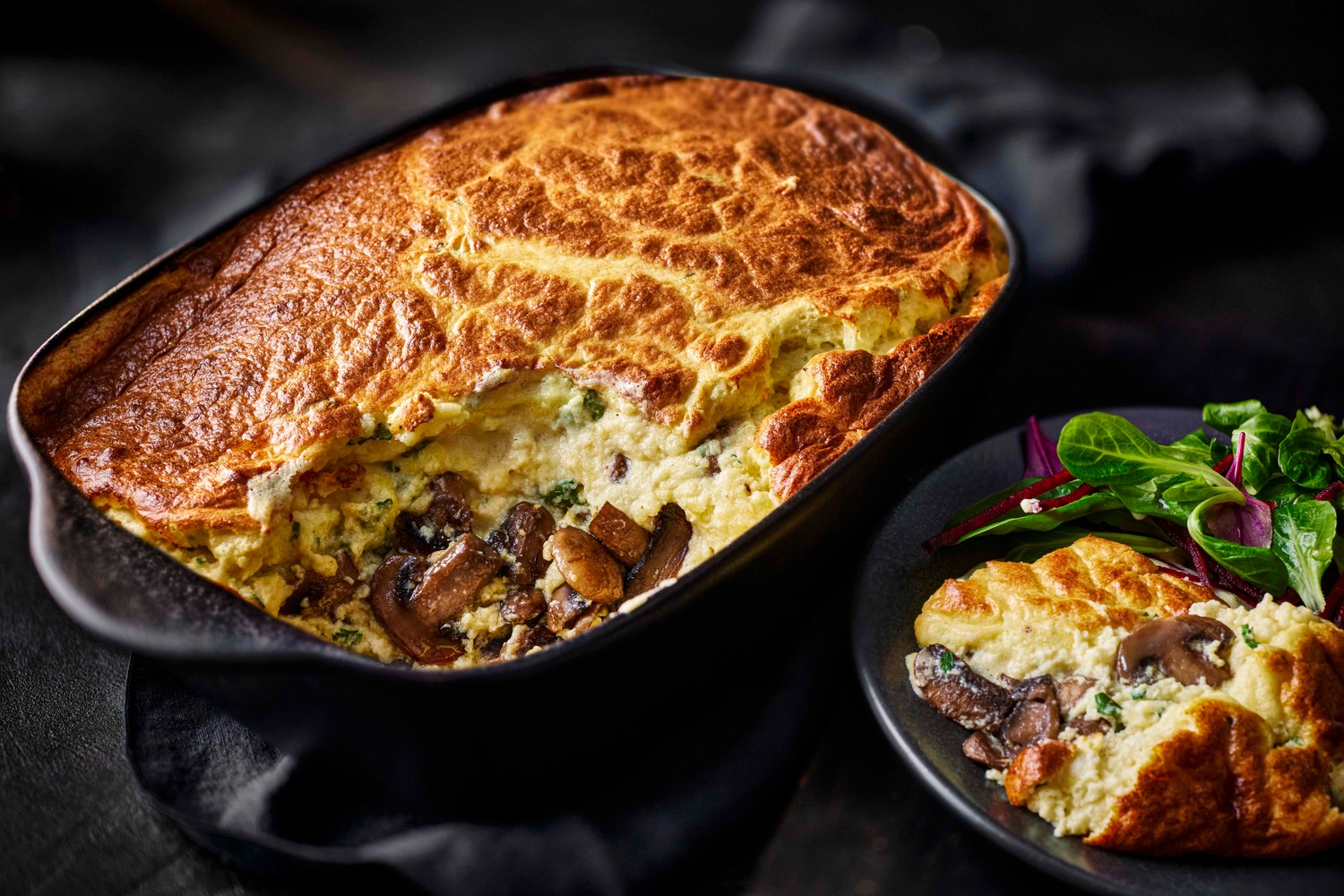 Mushroom and cheddar soufflé recipe