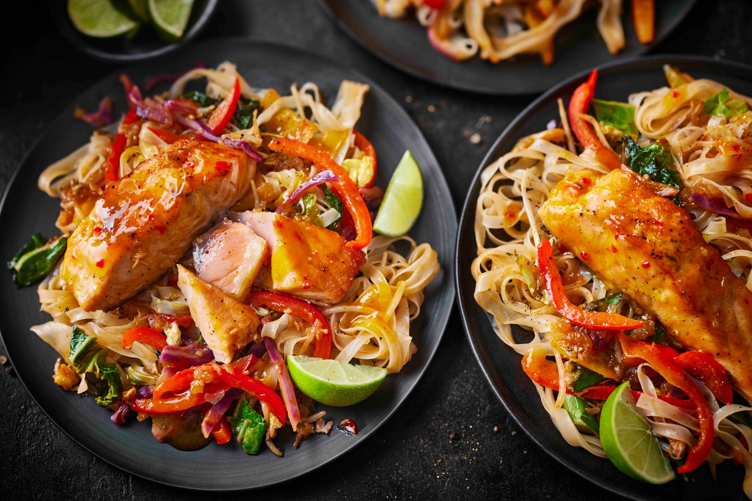 Sweet chilli salmon pad Thai recipe