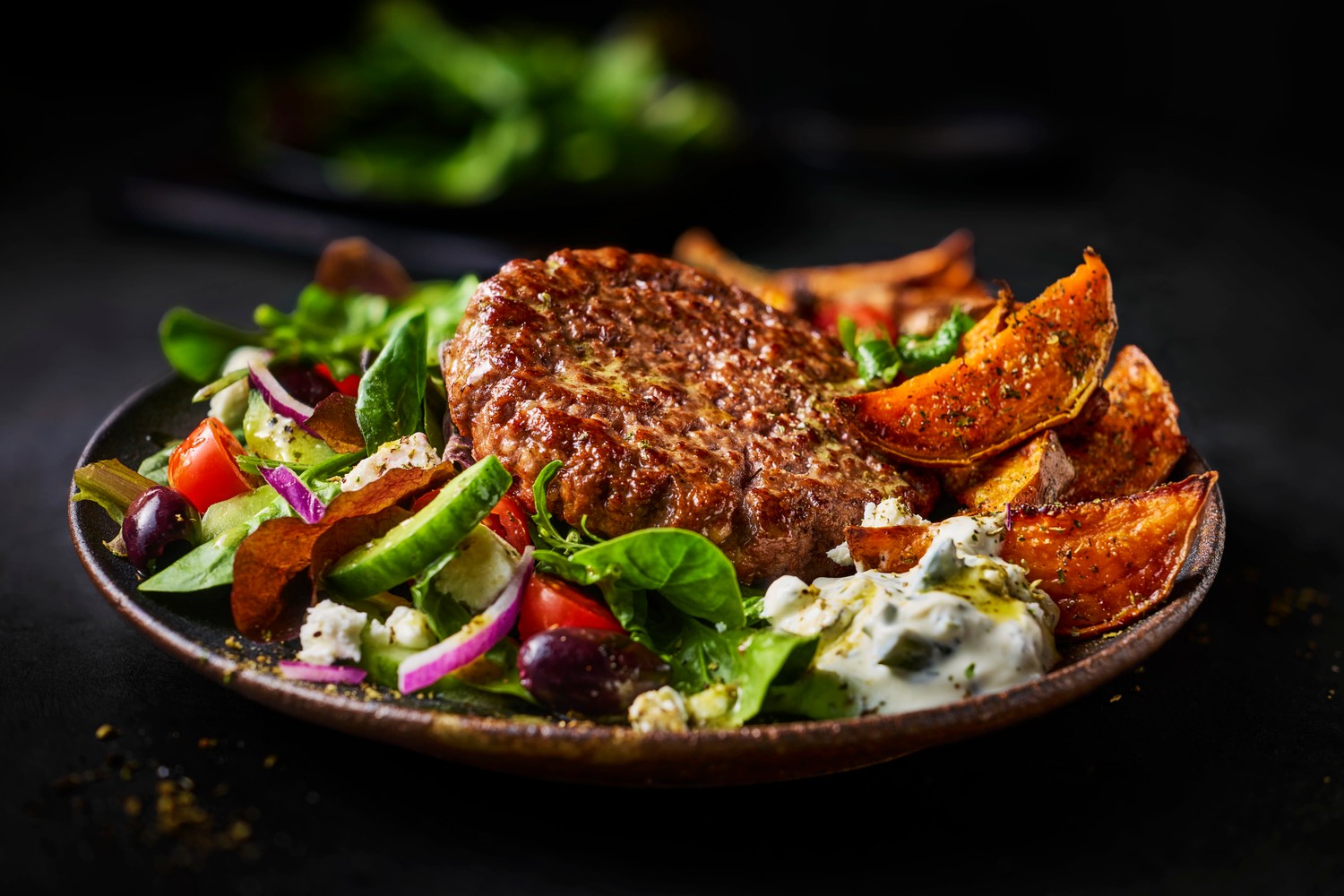 Greek-style grilled burger bowl recipe