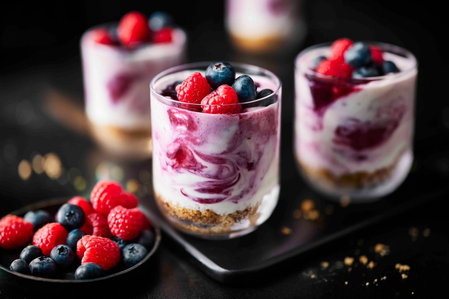 Six-ingredient berry cheesecake pots recipe