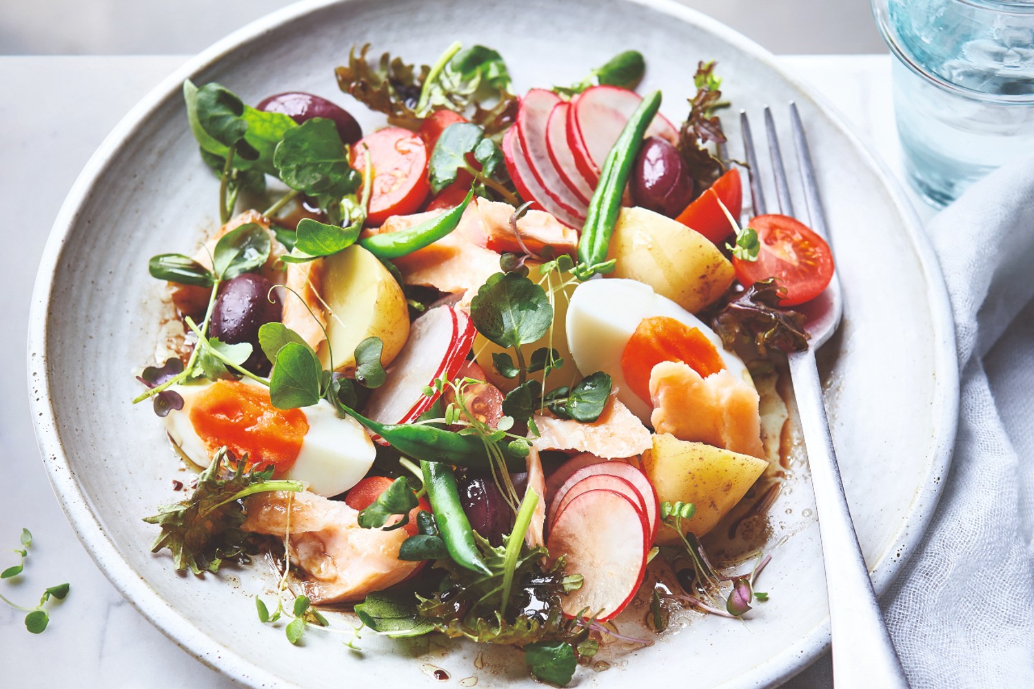Jersey Royal and smoked trout niçoise