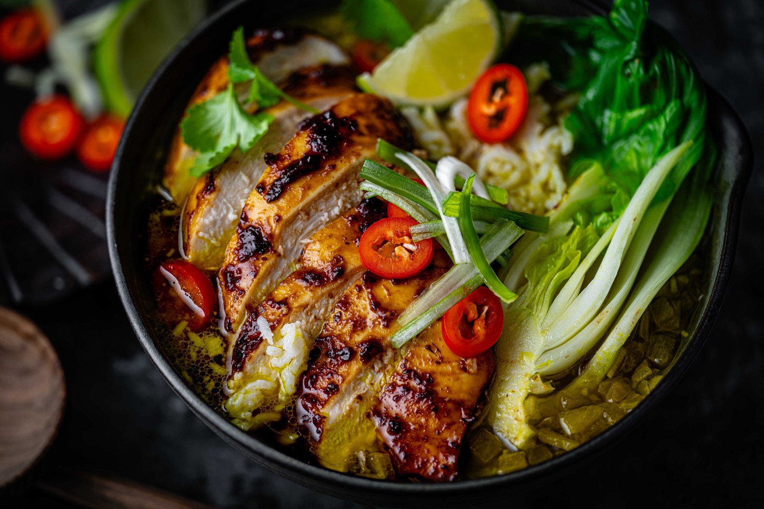 High protein chicken in brothy rice