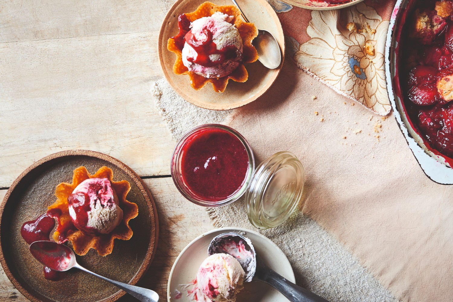 No-churn roasted plum and mascarpone ice cream