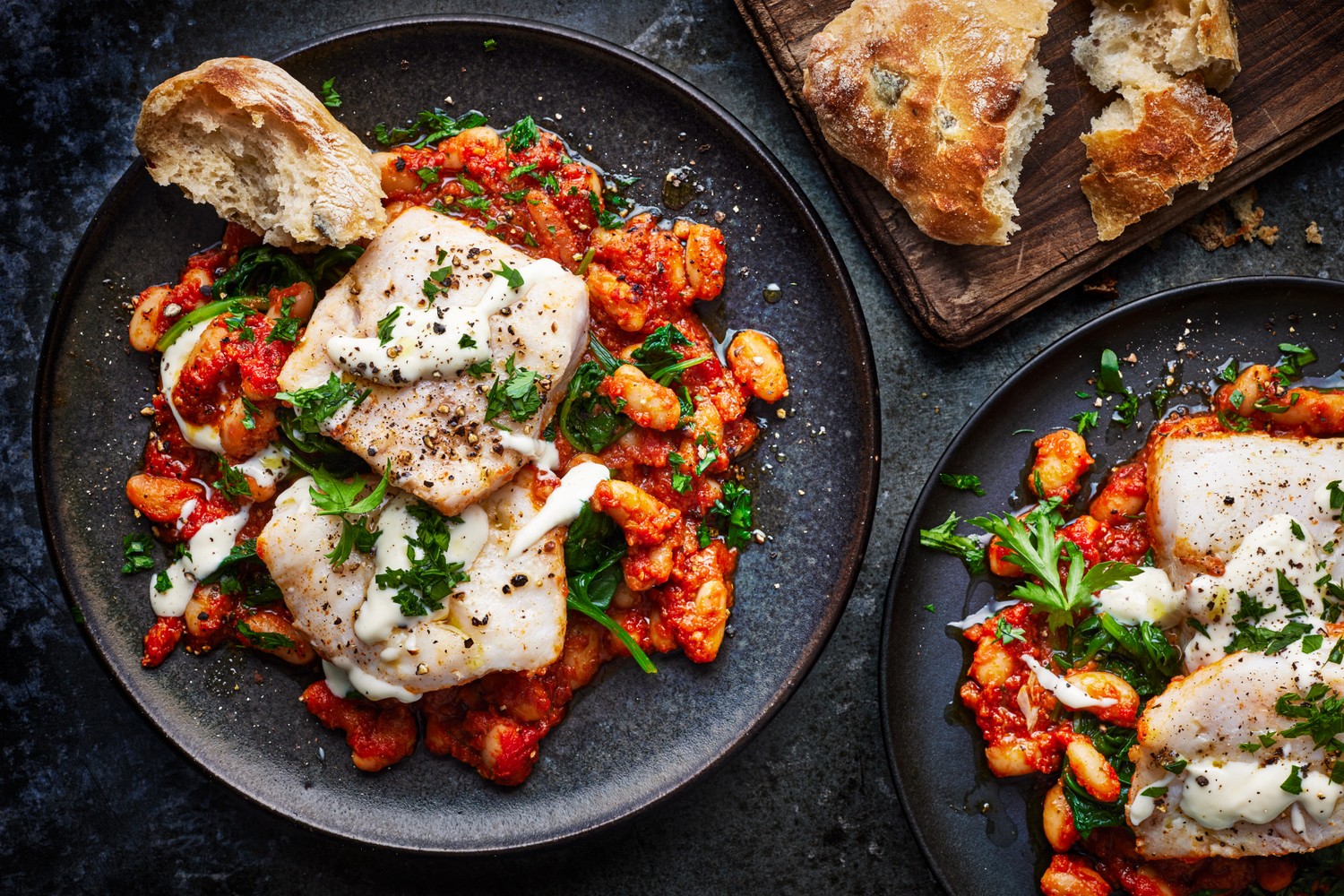 Hake, cannellini bean and ‘nduja traybake