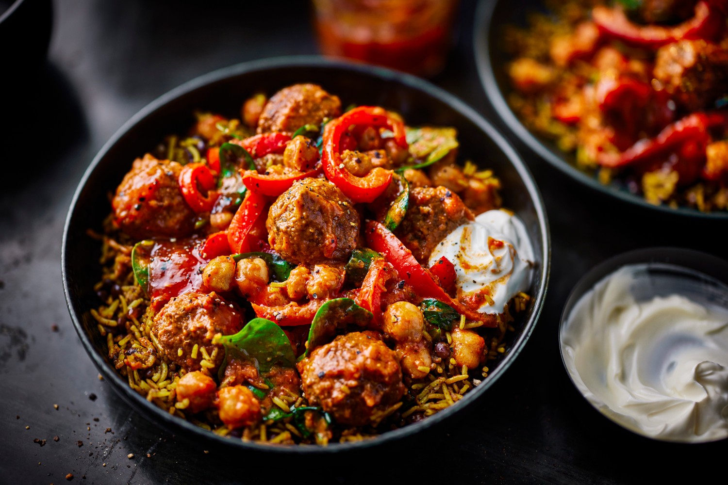 Slow cooker meatball and chickpea curry