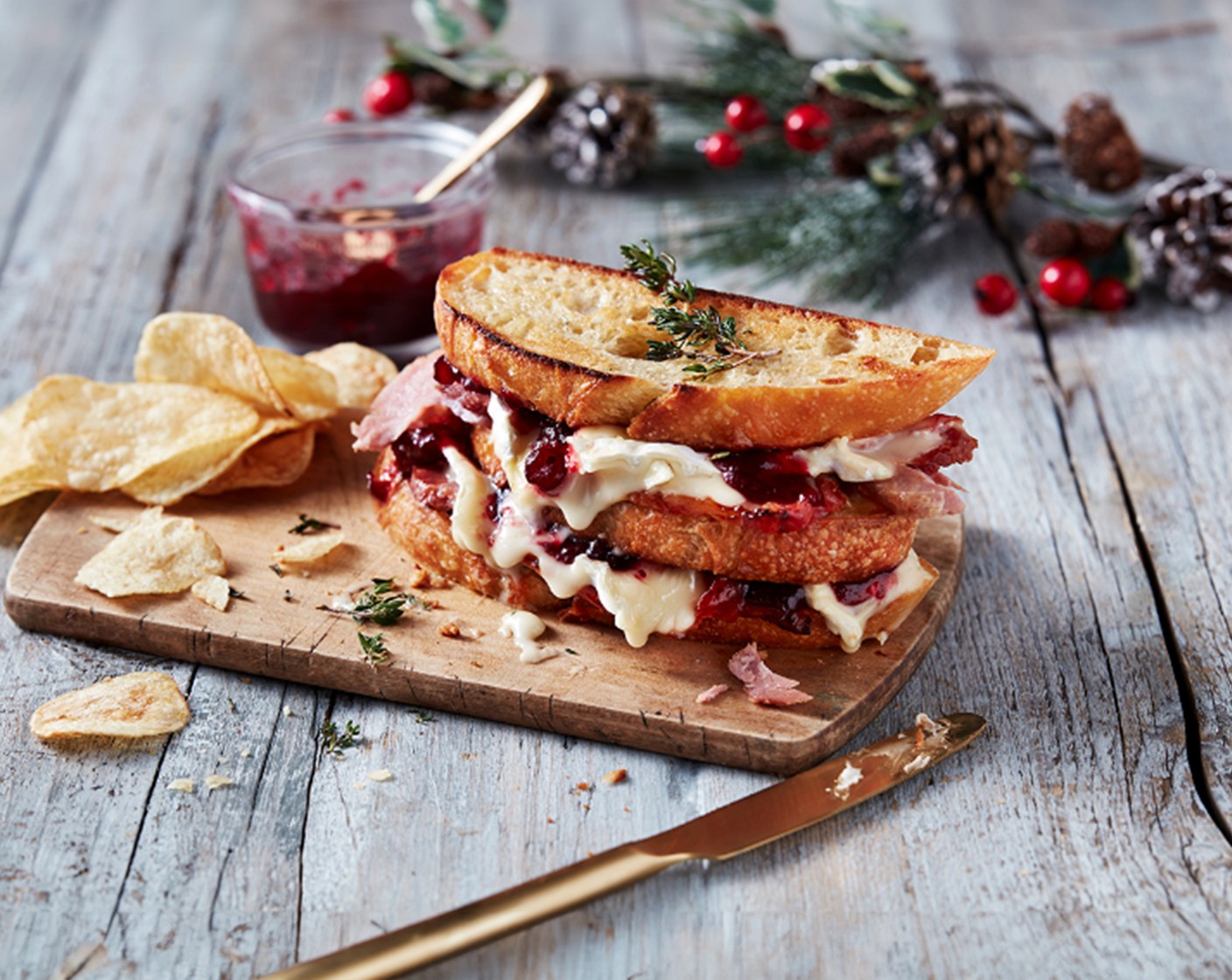 Melty brie, ham and cranberry toastie