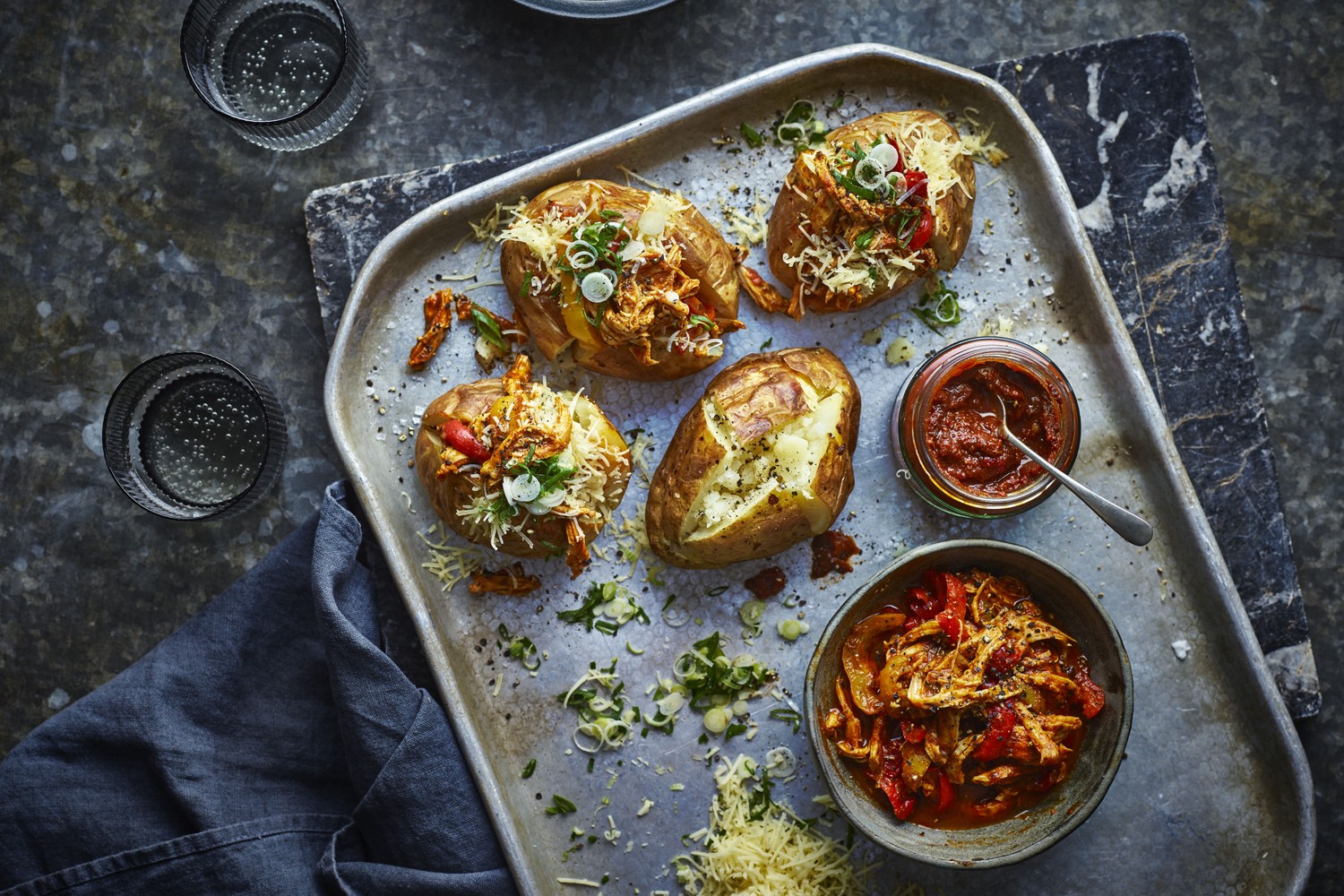 Spicy chicken jacket potatoes