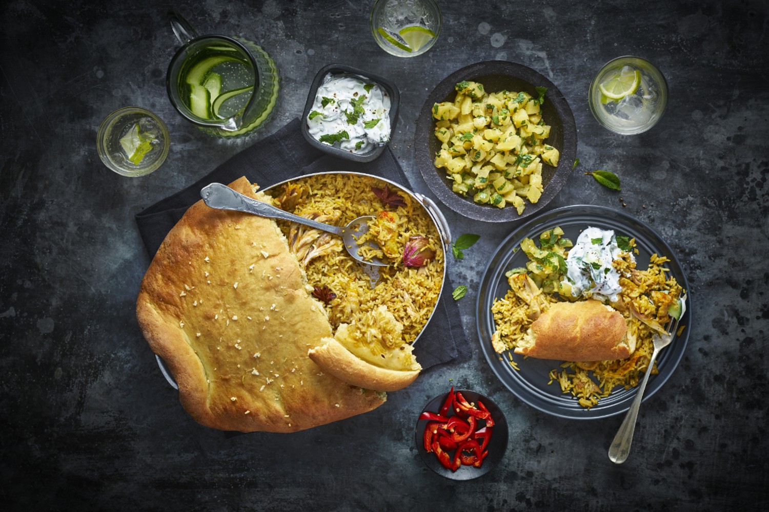 Chicken pilau pie