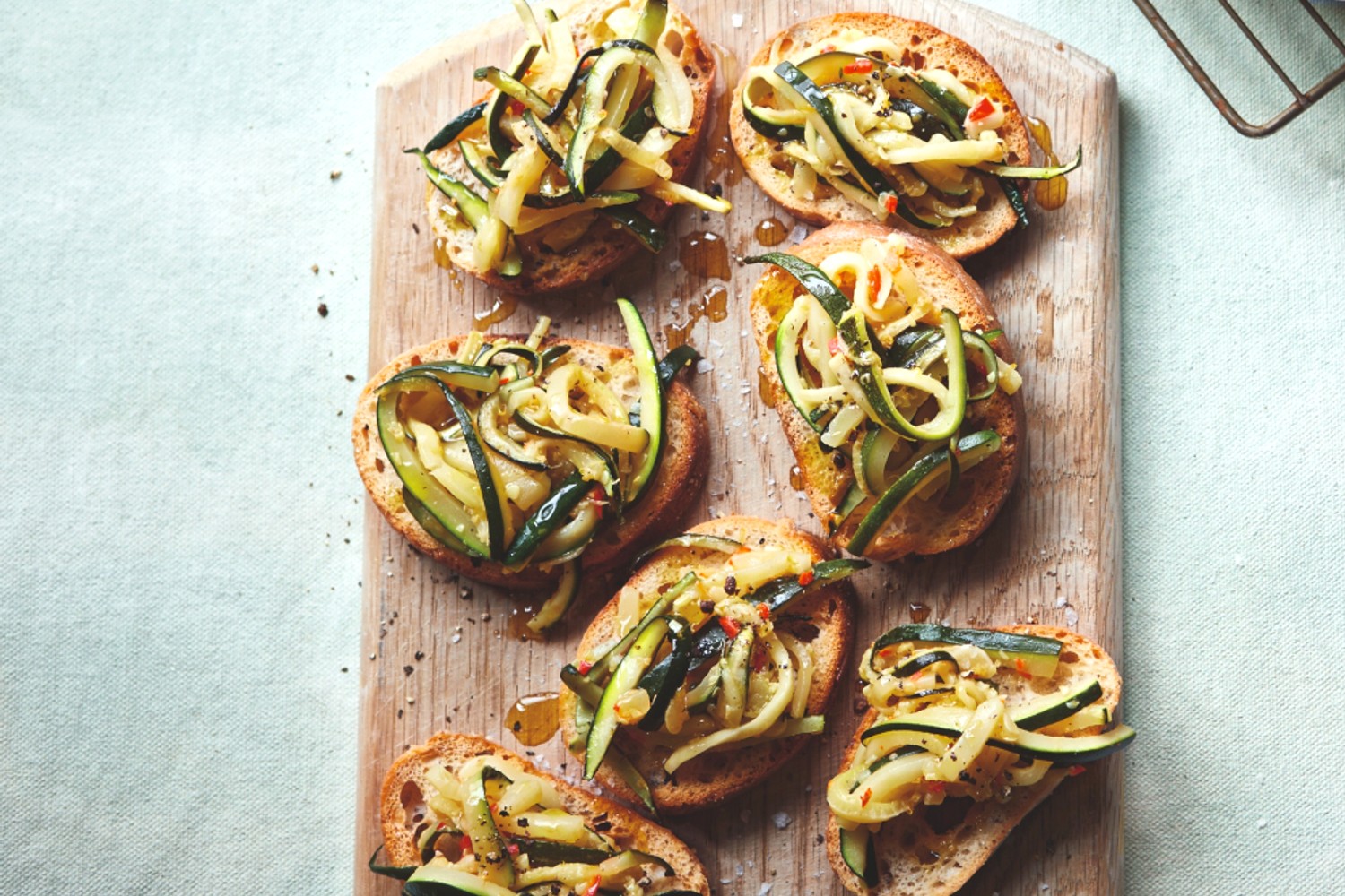 Slow-cooked courgette bruschetta