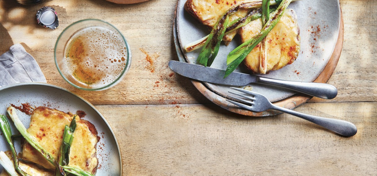 Oozy rarebit with charred spring onions Recipe | M&S