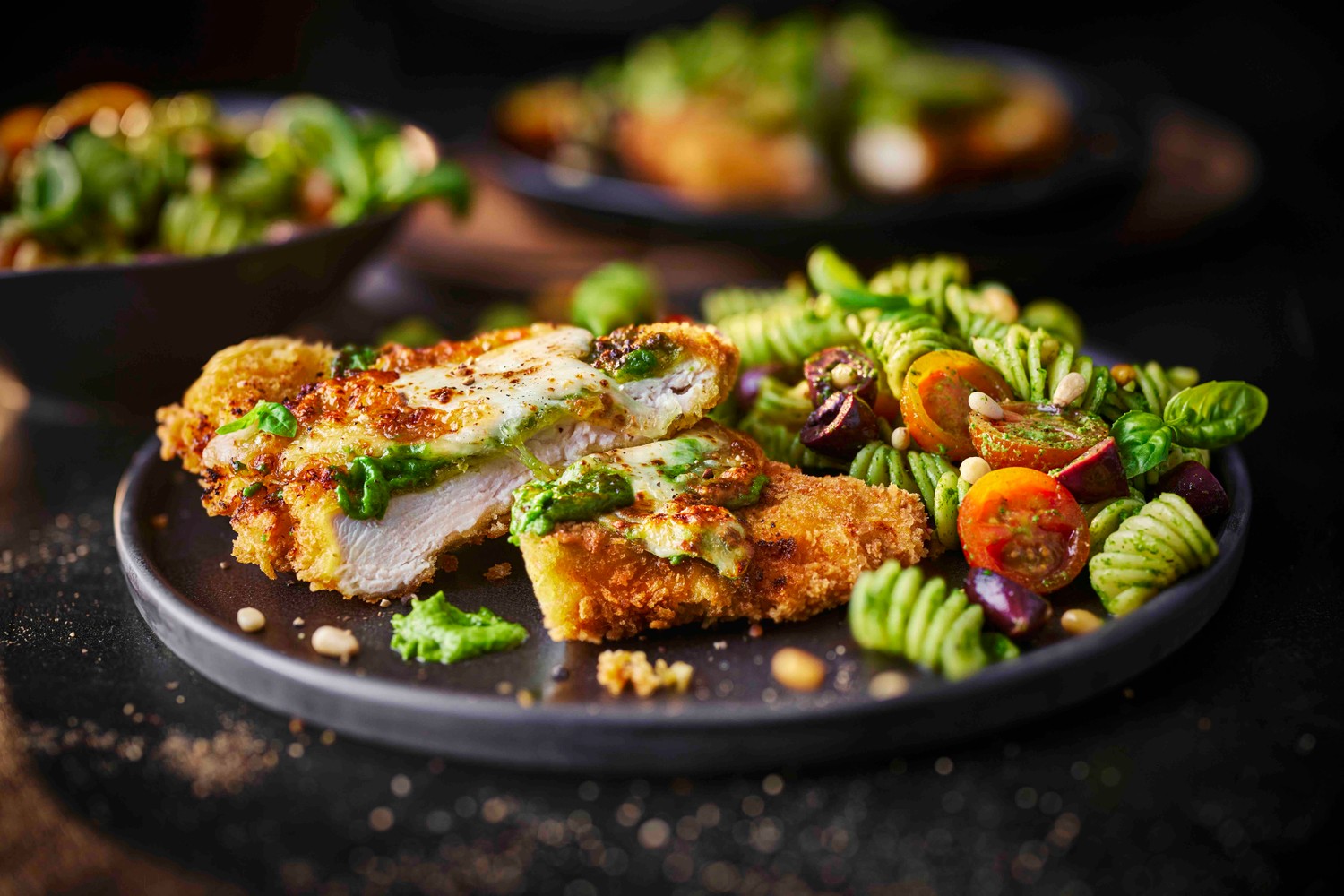 Rocket pesto chicken parmigiana