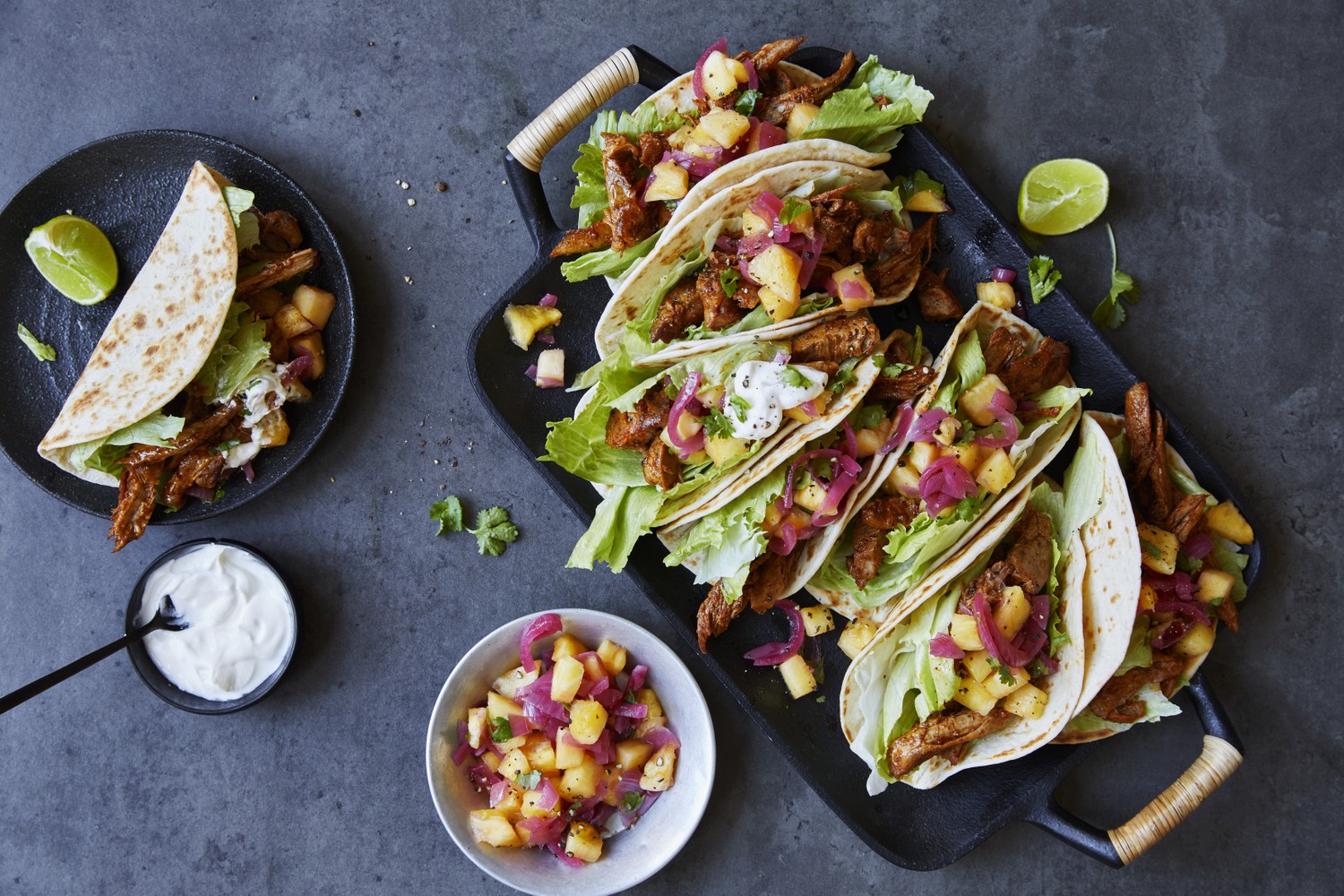 Pork tacos with tangy pineapple salsa