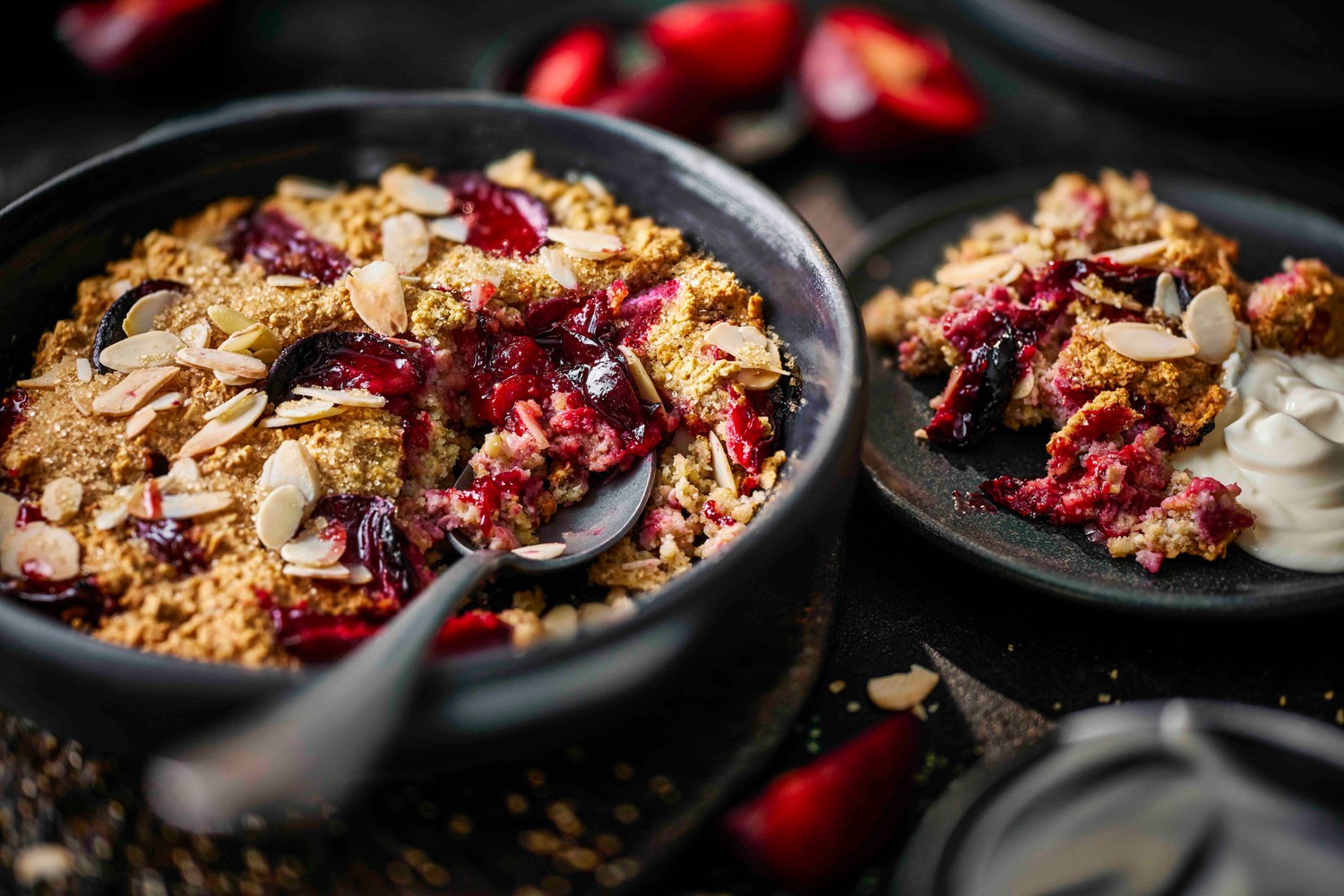 Almond and plum baked oats recipe