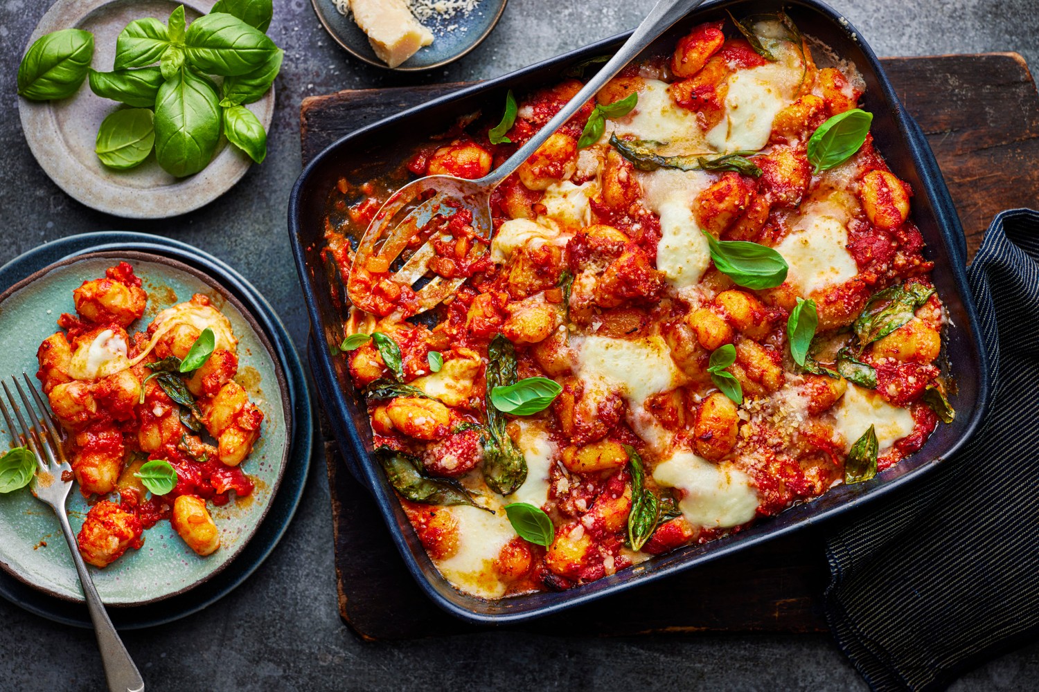 Baked tomato and mozzarella gnocchi