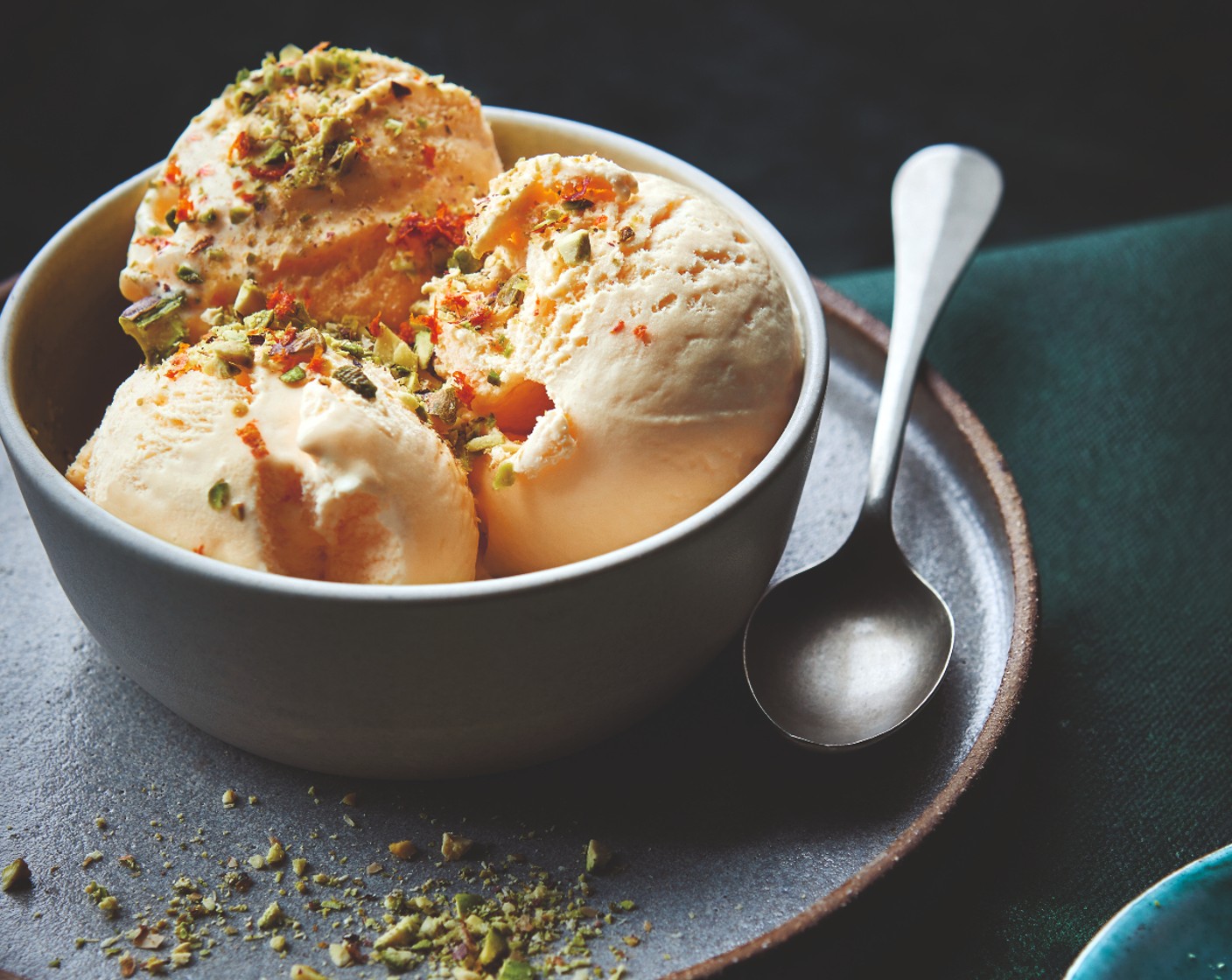 step 4 Scoop into bowls and top with the chopped pistachios (2 tbsp) and the remaining blood orange zest.