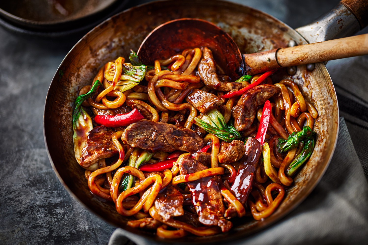 Sticky plum and ginger duck noodles