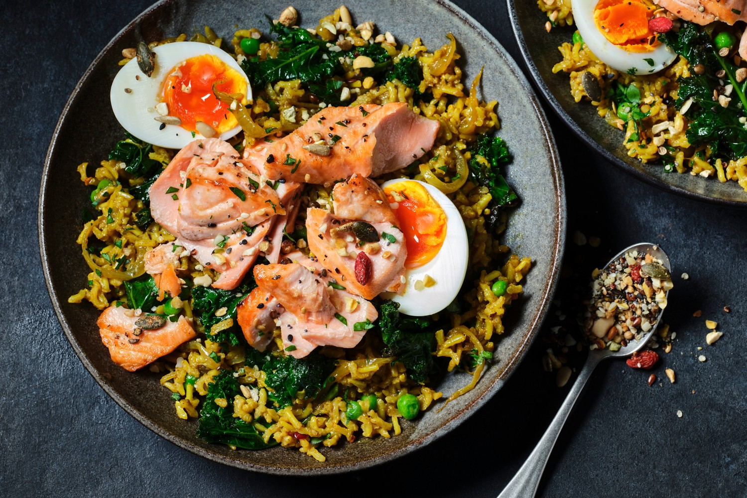 Omega-3 brown rice salmon kedgeree