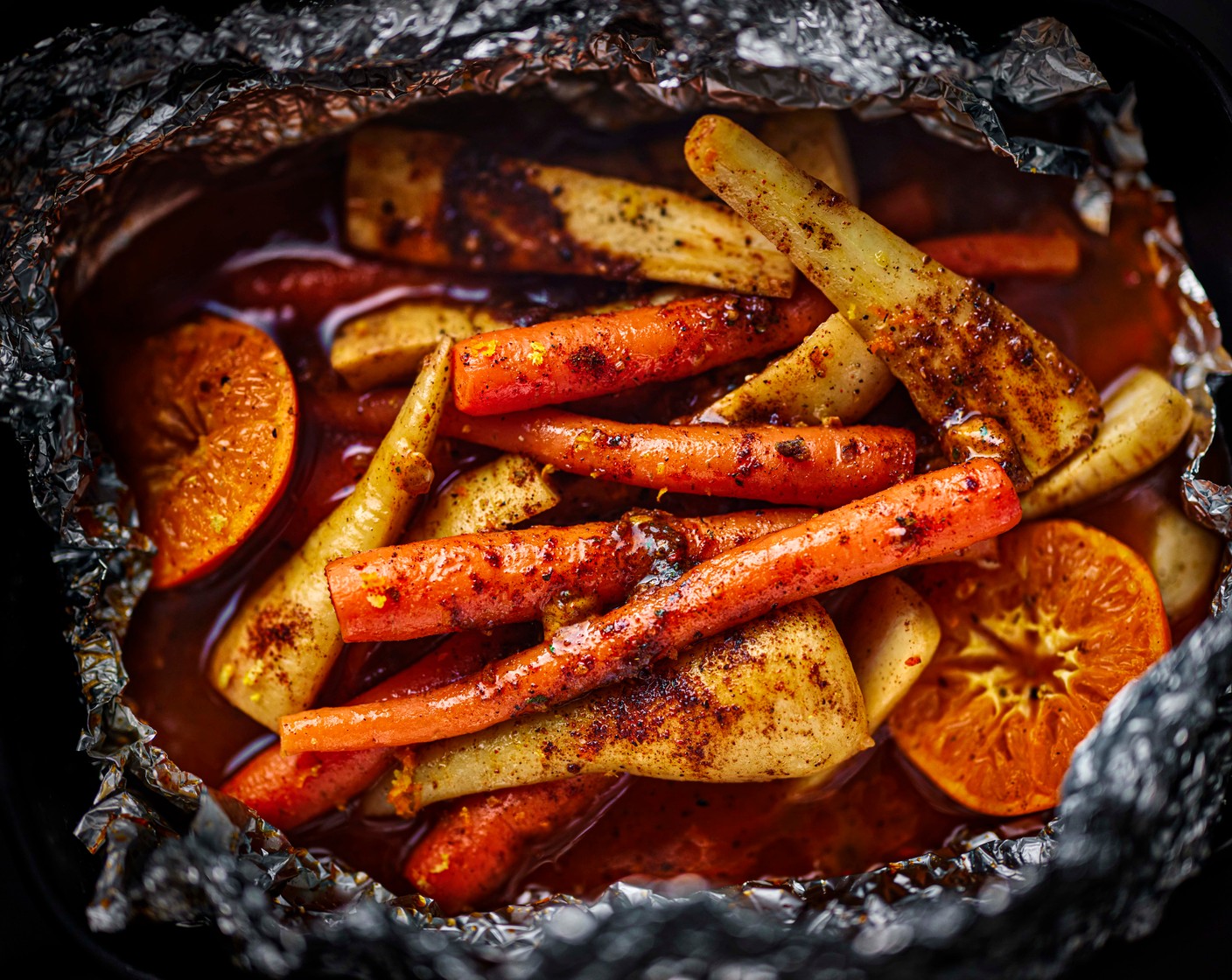 step 6 Serve with some of the juices from the foil.