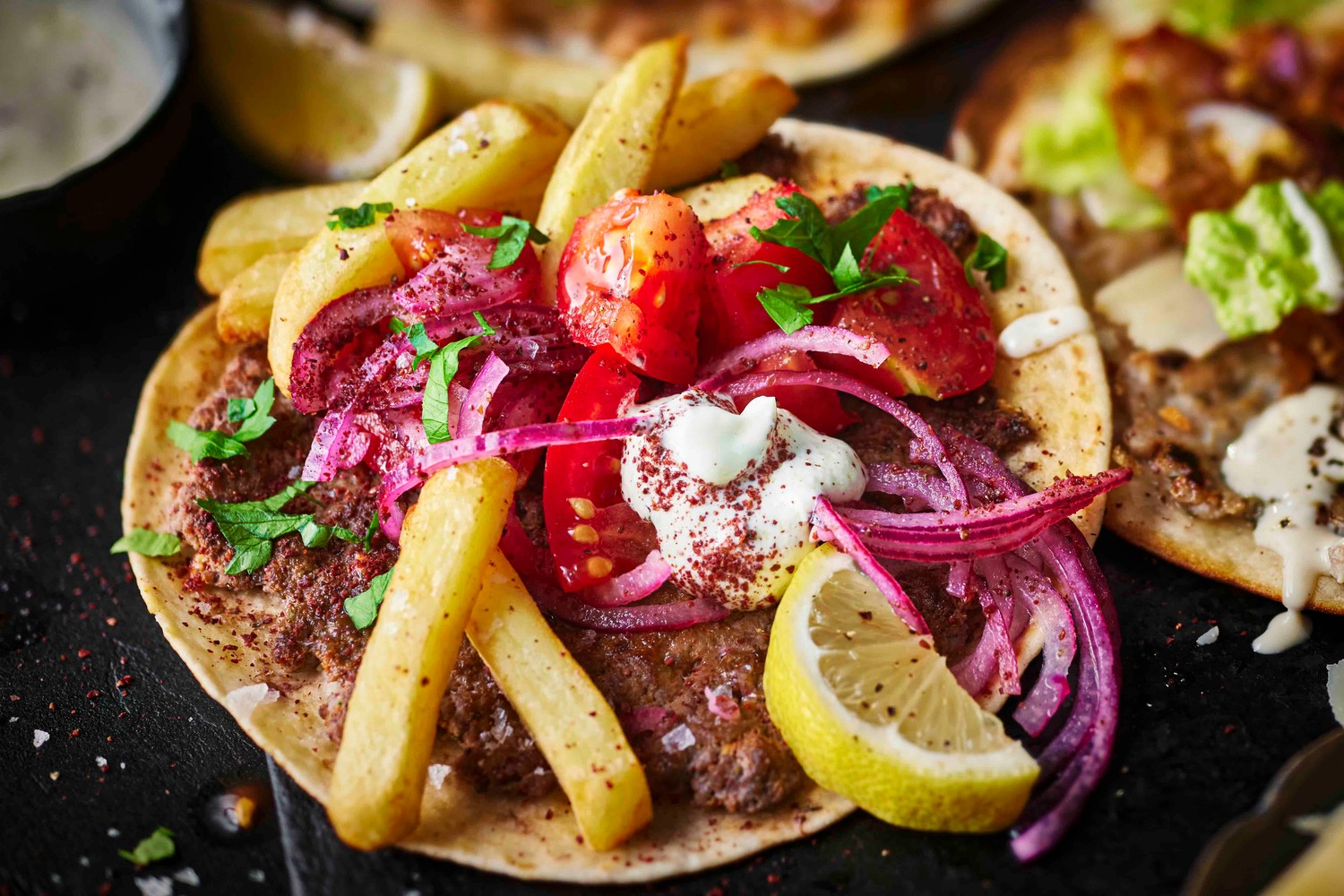 Beef gyros smashed tacos