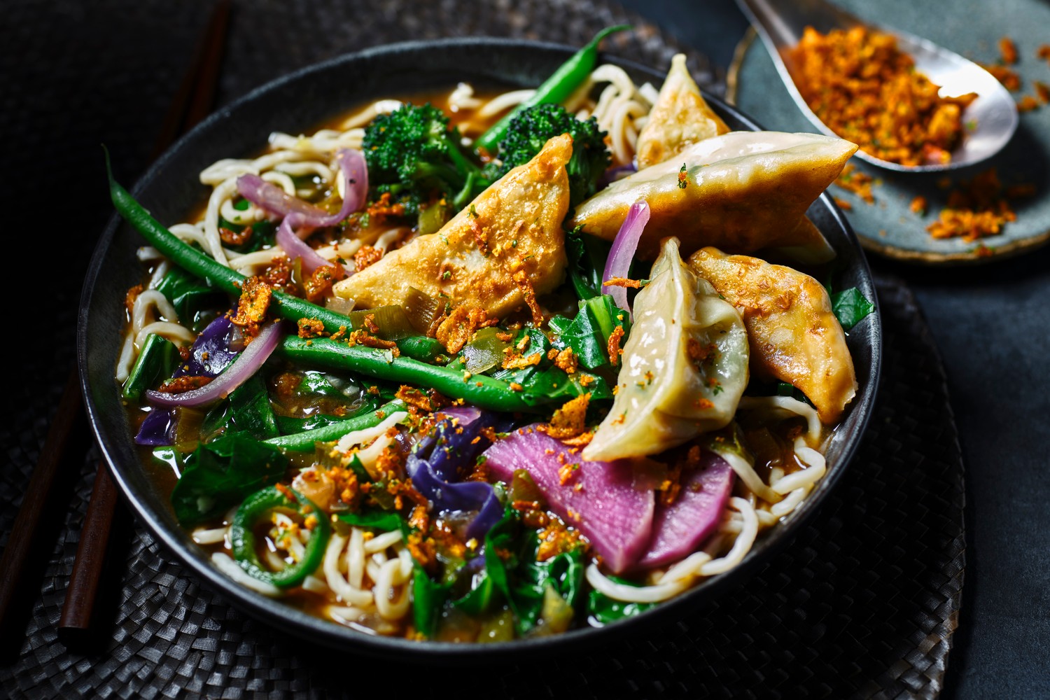 Veggie gyoza ramen